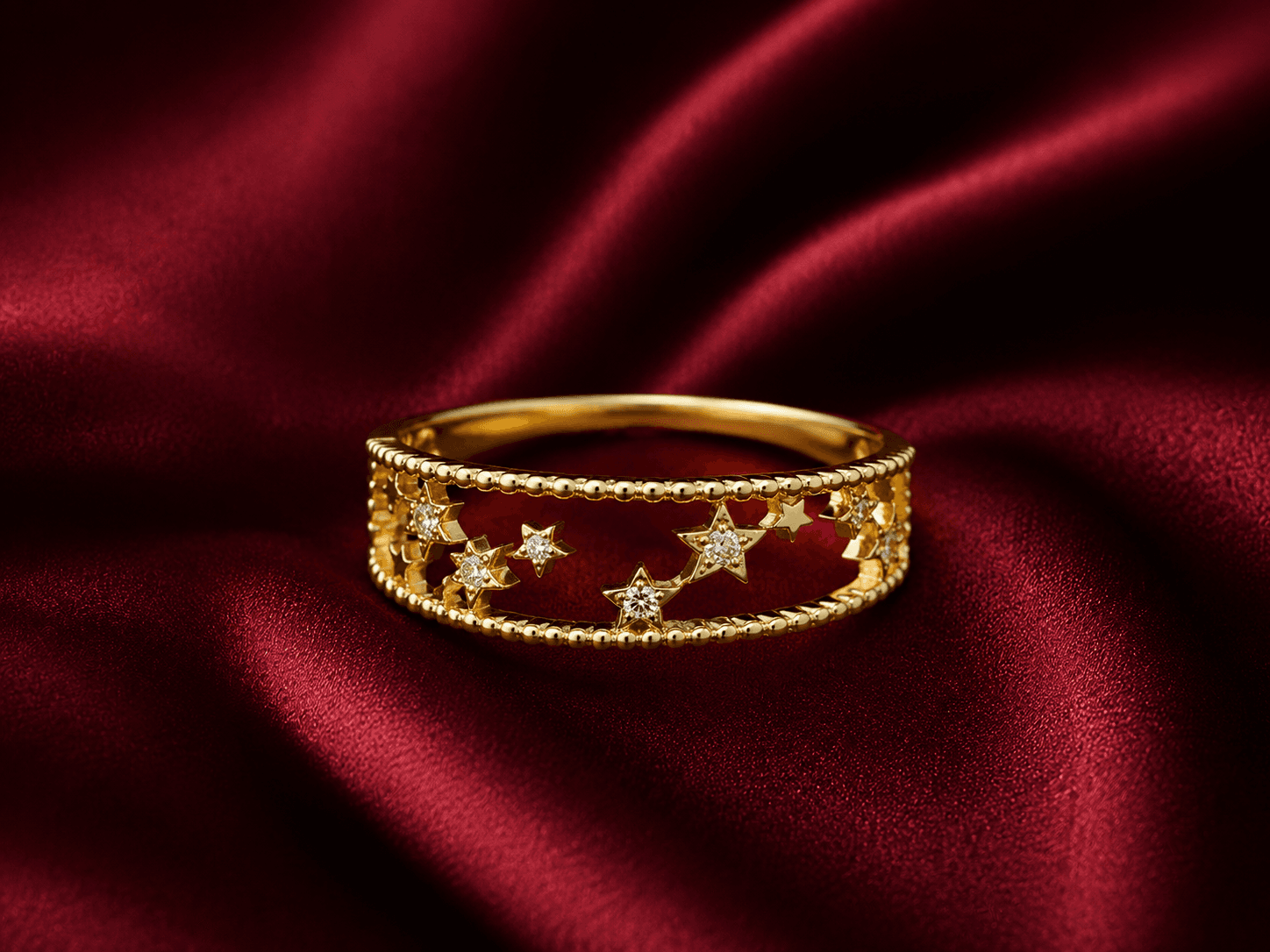 Stellara Constellation Ring — Anti-Tarnish Gold · Star-set Stones