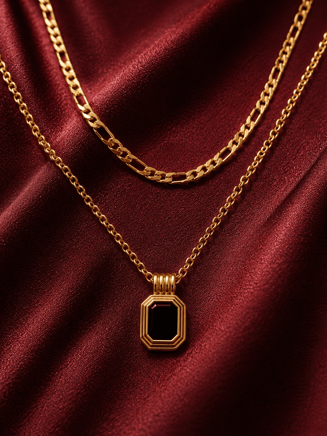 ZYRO Aurelius Noir Ensemble — statement double layer necklace