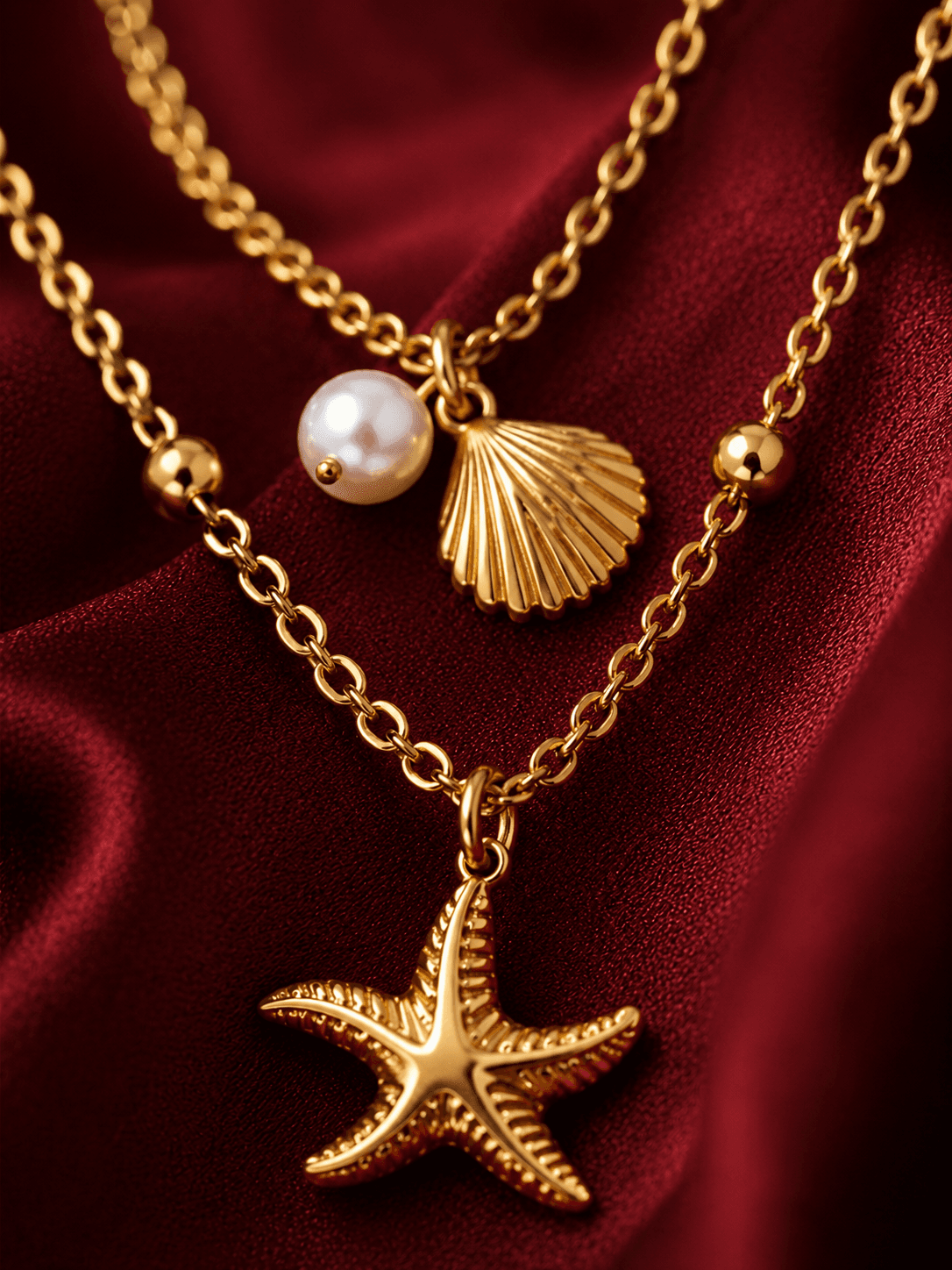 Stella Marina Ensemble — Anti-Tarnish Gold · Layered Sea Star Set