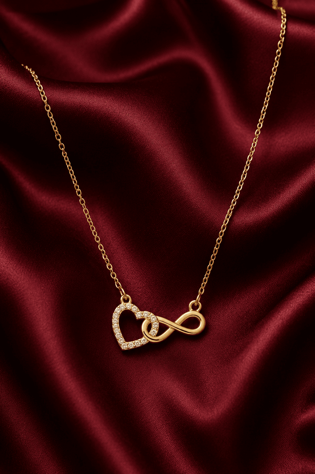 Amora Infinita Necklace — Anti-Tarnish Gold · Infinity Heart Pendant
