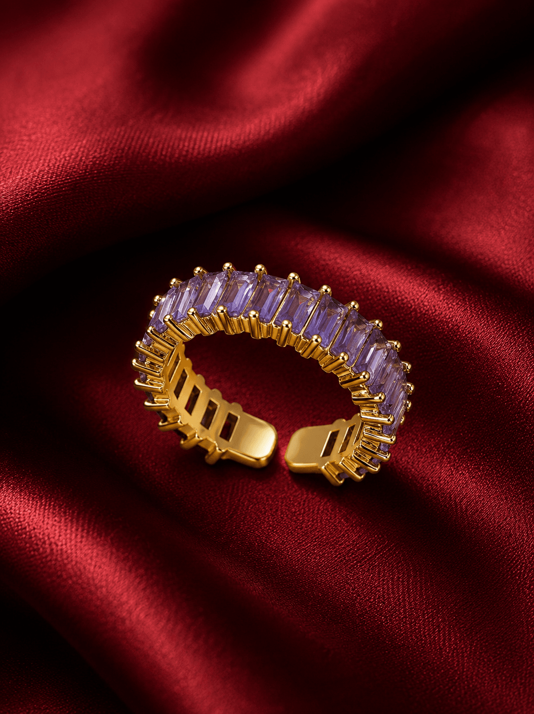 Lavinia Royale Ring — Anti-Tarnish Gold · Baguette Stone Band
