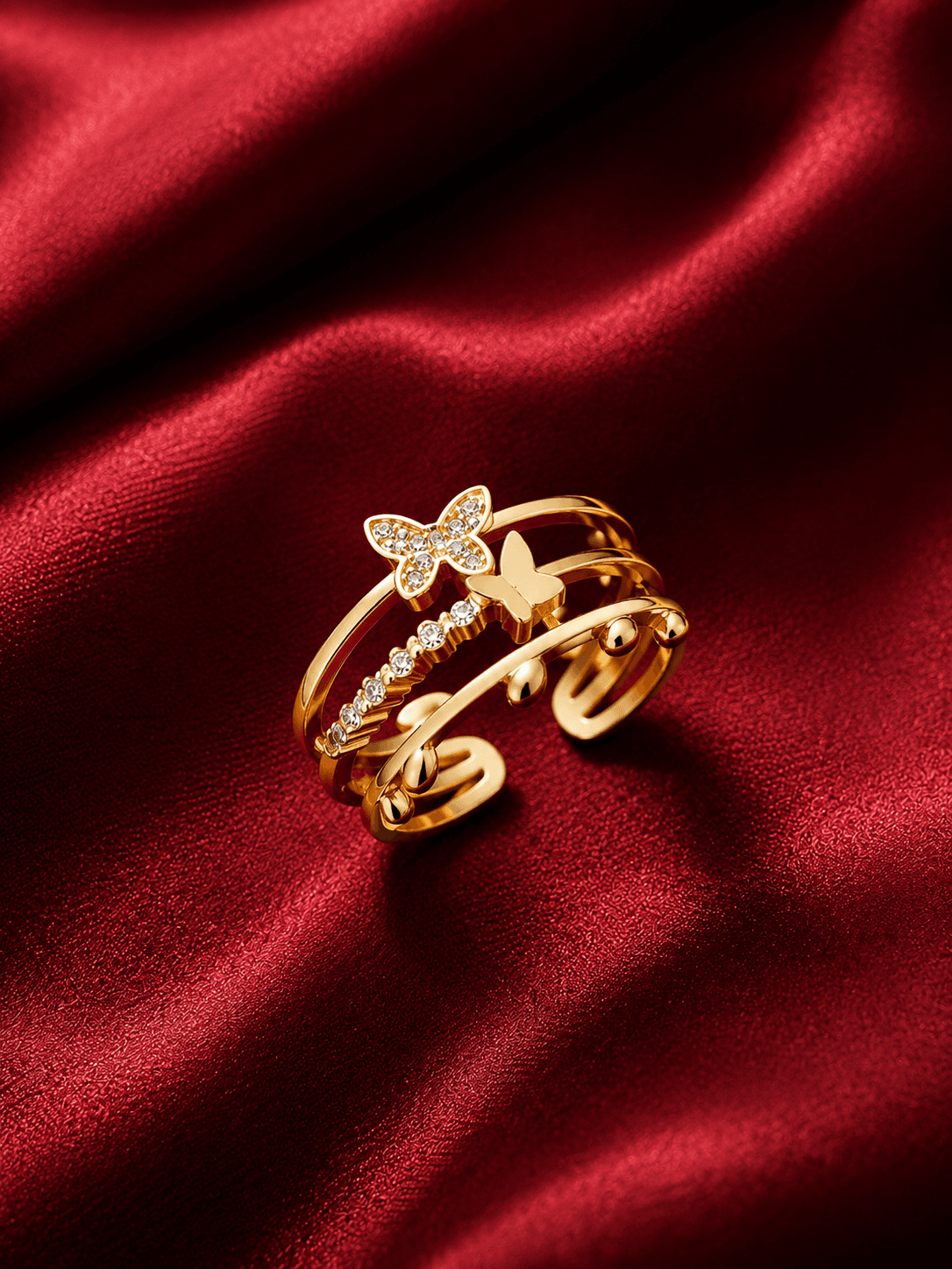Papilia Aurea Ring — Anti-Tarnish Gold · Butterfly Motif